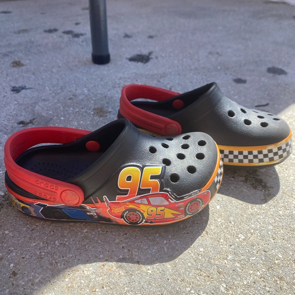 CROCS Black and Red Cars Clogs with Ventilation